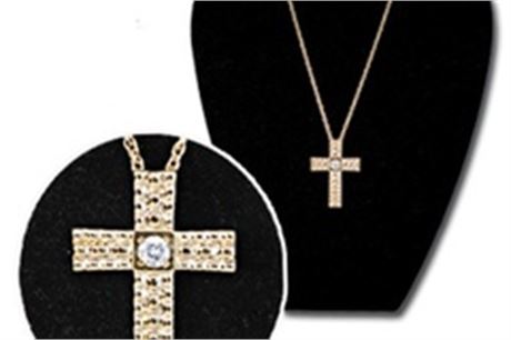 30 pcs-- Large Cross with Red CZ on 20" chain-- $3.25 pcs