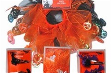 1008--Halloween hair clips and ponytail scrunchies $ .14 pcs