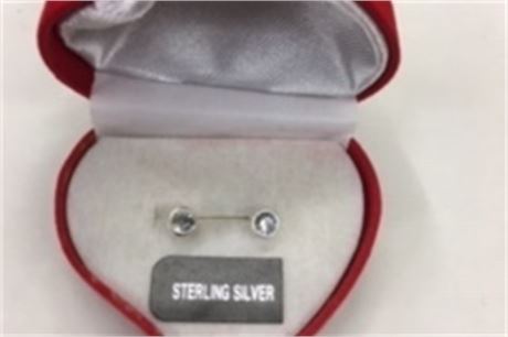 50 prs-- Sterling silver cz earrings in velvet box--$1.99 each!