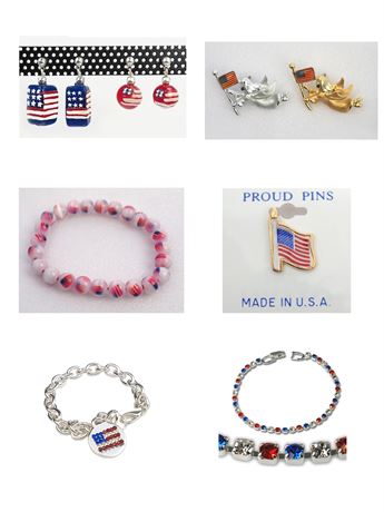 100 Pc - 4th Of July Jewelry Gift Lot
