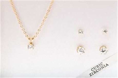 50-- Boxes Cubic Zirconia Necklace w/2 pairs Earrings $2.50 set