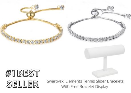 40 pieces Swarovski Elements Tennis Slider Bracelets w Display
