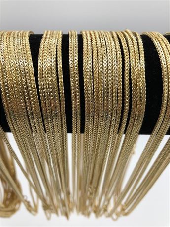 50 Pcs Foxtail Chains 14 kt Gold Plated Made in USA- 18 inch