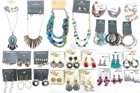 200 pcs Name Brand Jewelry Lot- Erica Lyons, Massini, Mixit, ect.
