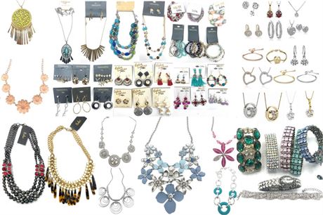 50 Pieces of 23 Name Brands + Designers Jewelry Lot -Each Piece Different