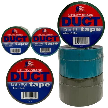 144x UTILITY GRADE DUCT TAPE - MADE IN THE USA - 1.88"X 10 YARD - COLORS WILL VA